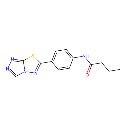 N-[4-([1,2,4]triazolo[3,4-b][1,3,4]thiadiazol-6-yl)phenyl]butanamide structure