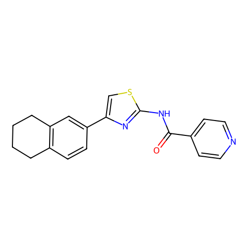 N-[4-(5,6,7,8-tetrahydronaphthalen-2-yl)-1,3-thiazol-2-yl]pyridine-4-carboxamide structure