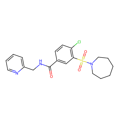 3-(azepan-1-ylsulfonyl)-4-chloro-N-(pyridin-2-ylmethyl)benzamide structure