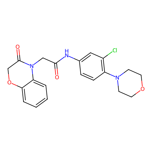N-(3-chloro-4-morpholin-4-ylphenyl)-2-(3-oxo-1,4-benzoxazin-4-yl)acetamide structure