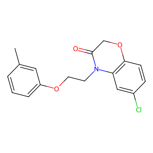 6-chloro-4-[2-(3-methylphenoxy)ethyl]-2H-1,4-benzoxazin-3(4H)-one structure