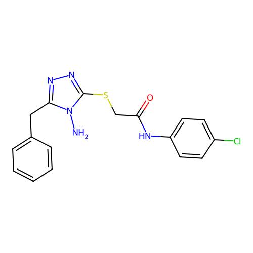 2-[(4-amino-5-benzyl-4H-1,2,4-triazol-3-yl)sulfanyl]-N-(4-chlorophenyl)acetamide structure