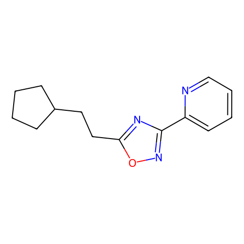 2-[5-(2-Cyclopentylethyl)-1,2,4-oxadiazol-3-yl]pyridine structure