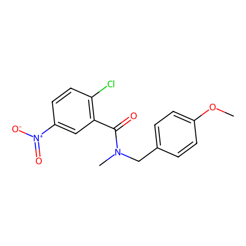 2-chloro-N-(4-methoxybenzyl)-N-methyl-5-nitrobenzamide structure