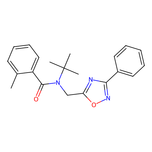 N-tert-butyl-2-methyl-N-[(3-phenyl-1,2,4-oxadiazol-5-yl)methyl]benzamide structure