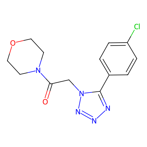 2-(5-(4-chlorophenyl)-1H-tetrazol-1-yl)-1-morpholinoethanone structure