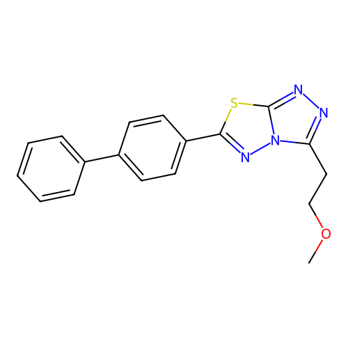 6-(Biphenyl-4-yl)-3-(2-methoxyethyl)[1,2,4]triazolo[3,4-b][1,3,4]thiadiazole structure