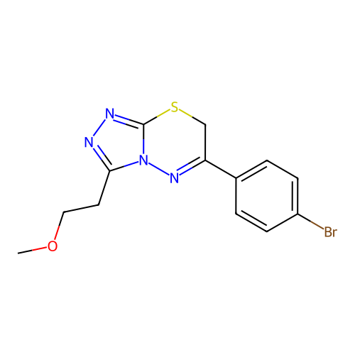 6-(4-bromophenyl)-3-(2-methoxyethyl)-7H-[1,2,4]triazolo[3,4-b][1,3,4]thiadiazine structure