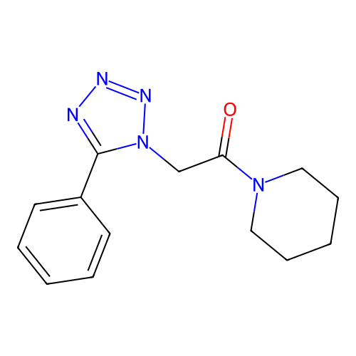 1-[(5-phenyl-1H-tetraazol-1-yl)acetyl]piperidine structure