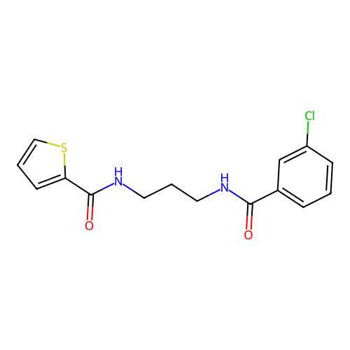 N-{3-[(3-chlorobenzoyl)amino]propyl}-2-thiophenecarboxamide structure