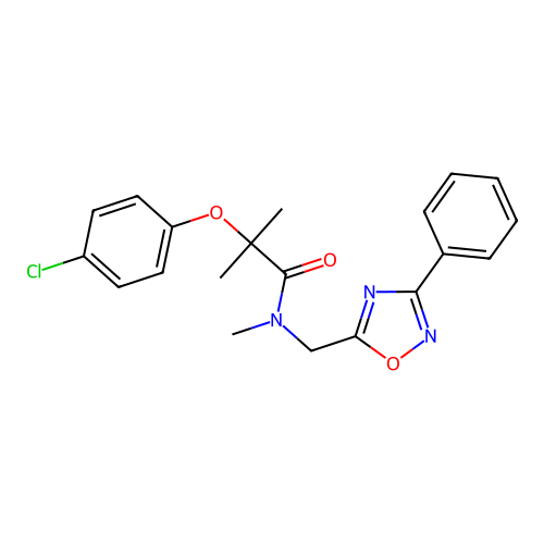 2-(4-chlorophenoxy)-N,2-dimethyl-N-[(3-phenyl-1,2,4-oxadiazol-5-yl)methyl]propanamide structure