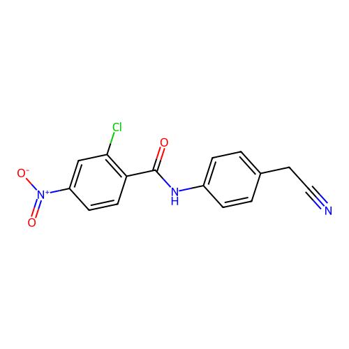 2-chloro-N-[4-(cyanomethyl)phenyl]-4-nitrobenzamide structure
