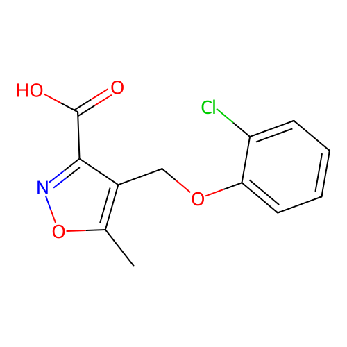 4-[(2-Chlorophenoxy)methyl]-5-methylisoxazole-3-carboxylic acid structure