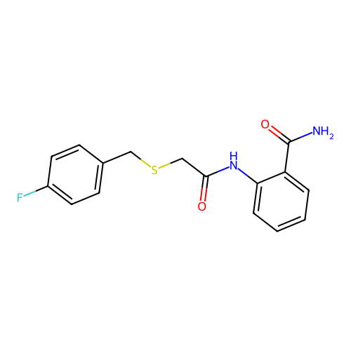 2-({[(4-Fluorobenzyl)sulfanyl]acetyl}amino)benzamide structure
