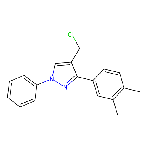 4-(chloromethyl)-3-(3,4-dimethylphenyl)-1-phenyl-1H-pyrazole structure