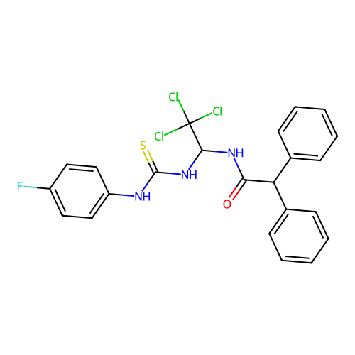 2,2-Diphenyl-N-(2,2,2-trichloro-1-(3-(4-F-phenyl)-thioureido)-ethyl)-acetamide structure