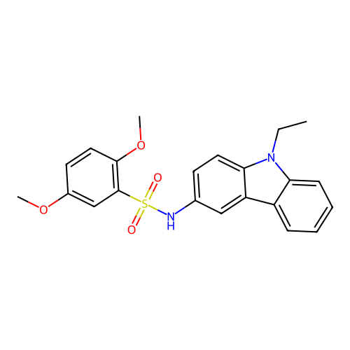 N-(9-ethyl-9H-carbazol-3-yl)-2,5-dimethoxybenzene-1-sulfonamide structure