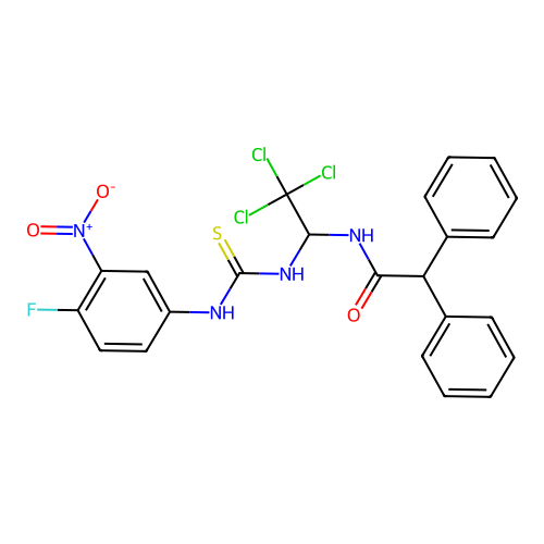 Diphenyl acetamidotrichloroethyl fluoronitrophenyl thiourea structure