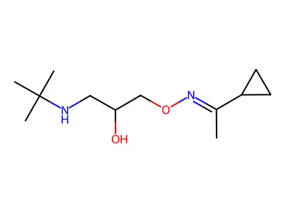 1-(Tert-butylamino)-3-(1-cyclopropylethylideneamino)oxypropan-2-ol structure
