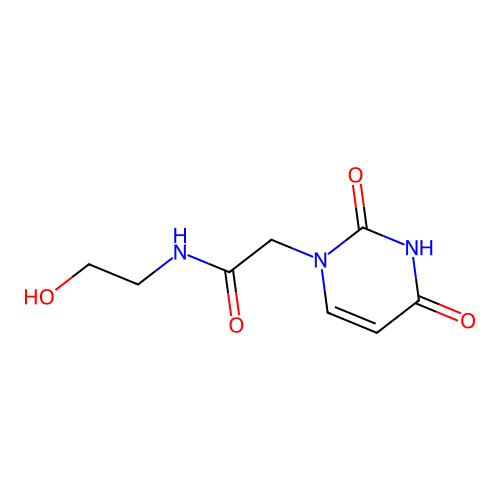 2-(2,4-dioxo-3,4-dihydropyrimidin-1(2H)-yl)-N-(2-hydroxyethyl)acetamide structure