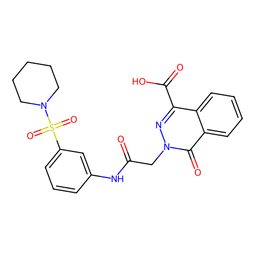 4-oxo-3-[2-oxo-2-(3-piperidin-1-ylsulfonylanilino)ethyl]phthalazine-1-carboxylic acid structure