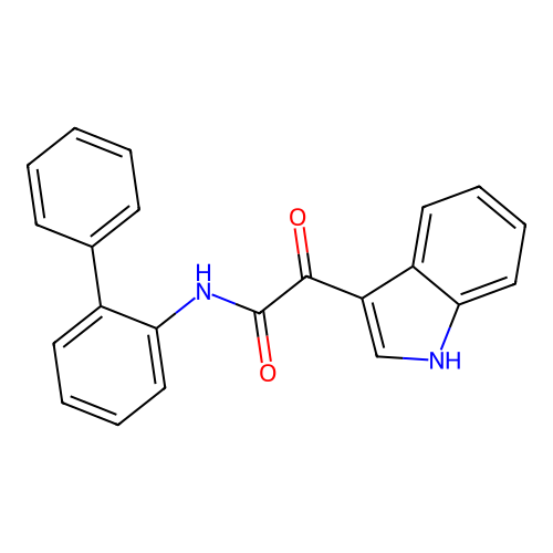 2-(1H-indol-3-yl)-2-oxo-N-(2-phenylphenyl)acetamide structure