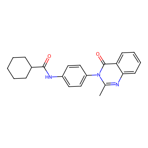 N-[4-(2-methyl-4-oxoquinazolin-3-yl)phenyl]cyclohexanecarboxamide structure