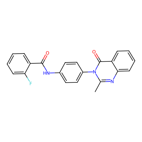 2-fluoro-N-[4-(2-methyl-4-oxoquinazolin-3-yl)phenyl]benzamide structure