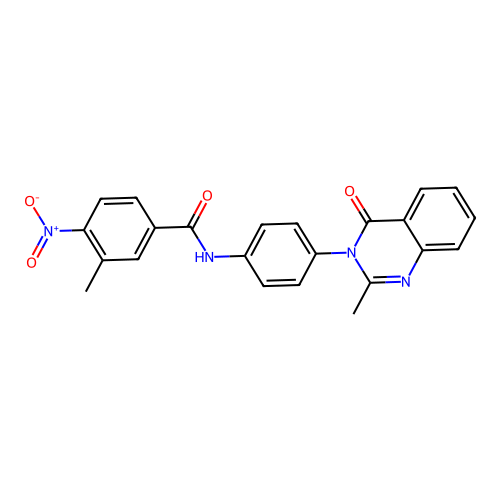 3-methyl-N-[4-(2-methyl-4-oxoquinazolin-3-yl)phenyl]-4-nitrobenzamide structure