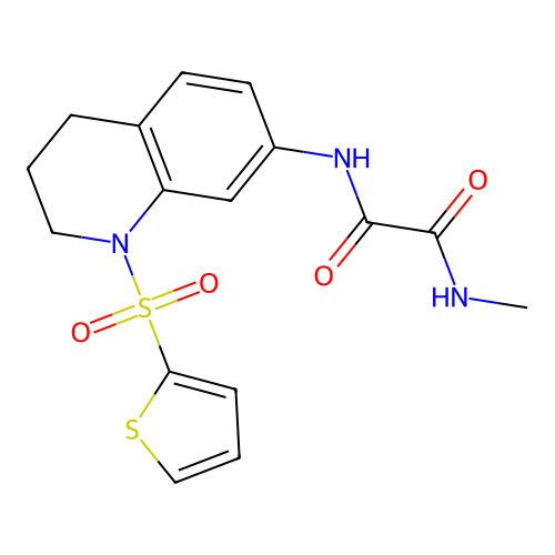 N-methyl-N'-(1-thiophen-2-ylsulfonyl-3,4-dihydro-2H-quinolin-7-yl)oxamide structure