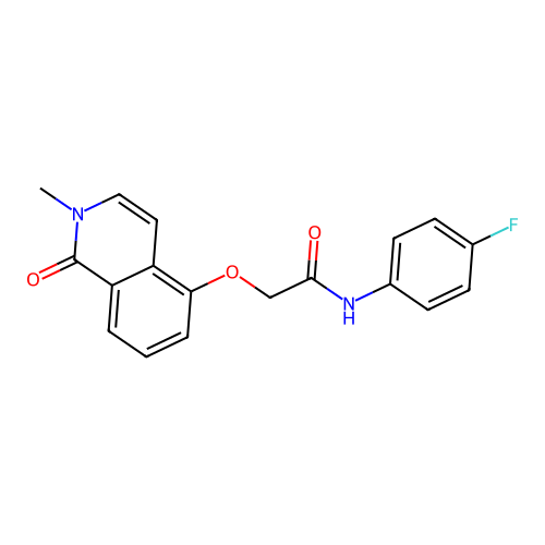 N-(4-fluorophenyl)-2-(2-methyl-1-oxoisoquinolin-5-yl)oxyacetamide structure