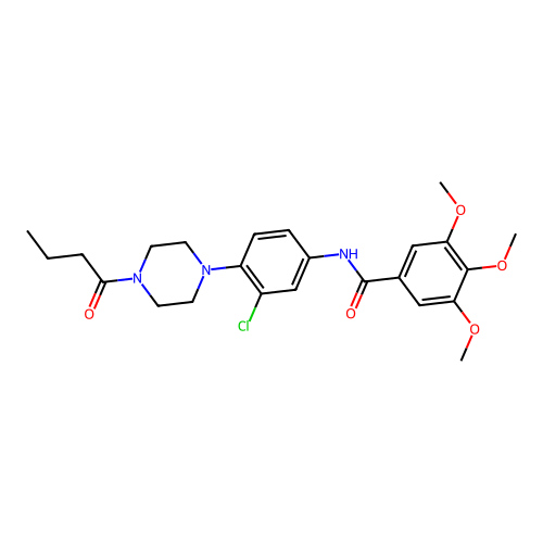 N-[4-(4-butanoylpiperazin-1-yl)-3-chlorophenyl]-3,4,5-trimethoxybenzamide structure