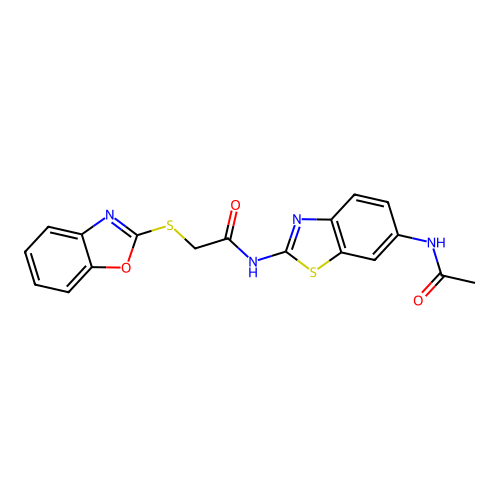 N-(6-acetamidobenzo[d]thiazol-2-yl)-2-(benzo[d]oxazol-2-ylthio)acetamide structure
