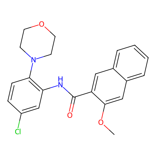 N-(5-chloro-2-morpholin-4-ylphenyl)-3-methoxynaphthalene-2-carboxamide structure