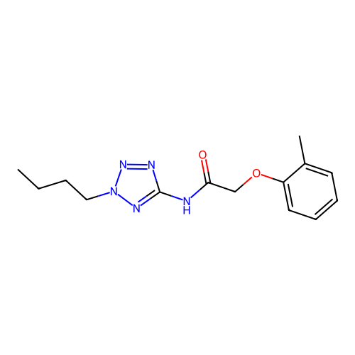 N-(2-butyltetrazol-5-yl)-2-(2-methylphenoxy)acetamide structure