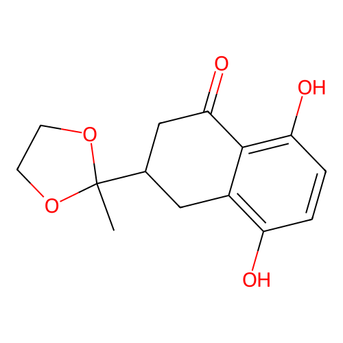 5,8-dihydroxy-3-(2-methyl-1,3-dioxolan-2-yl)-3,4-dihydro-2H-naphthalen-1-one structure