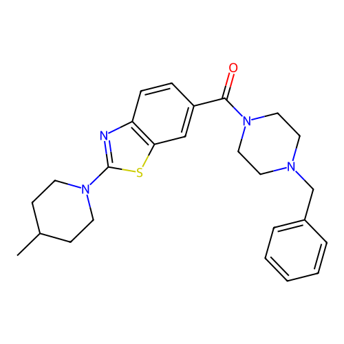 Benzyl-piperazine-CO-benzothiazole-4-methylpiperidine structure