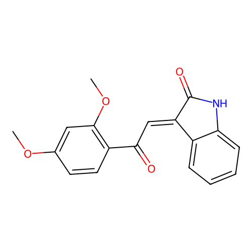 (3E)-3-[2-(2,4-dimethoxyphenyl)-2-oxoethylidene]-1H-indol-2-one structure