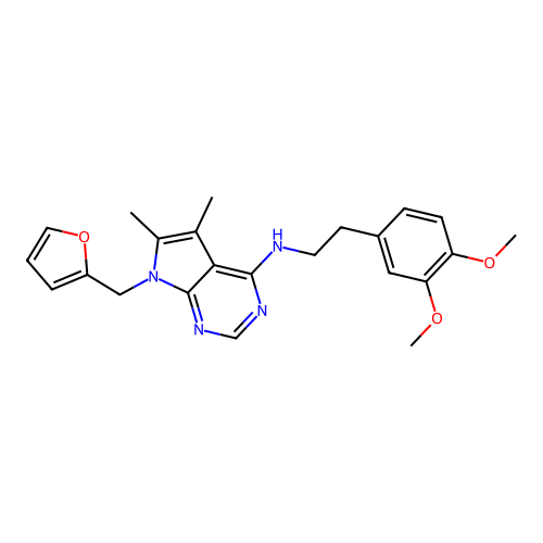 N-(3,4-dimethoxyphenethyl)-7-(furan-2-ylmethyl)-5,6-dimethyl-7H-pyrrolo[2,3-d]pyrimidin-4-amine structure