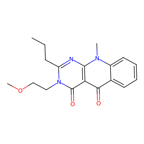 3-(2-methoxyethyl)-10-methyl-2-propylpyrimido[4,5-b]quinoline-4,5(3H,10H)-dione structure