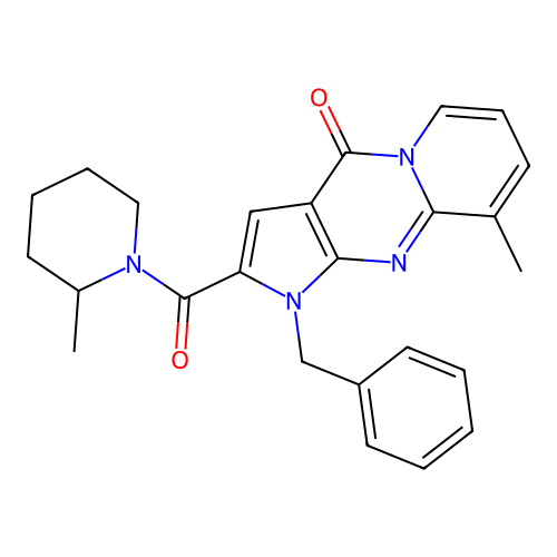 1-benzyl-9-methyl-2-(2-methylpiperidine-1-carbonyl)pyrido[1,2-a]pyrrolo[2,3-d]pyrimidin-4(1H)-one structure