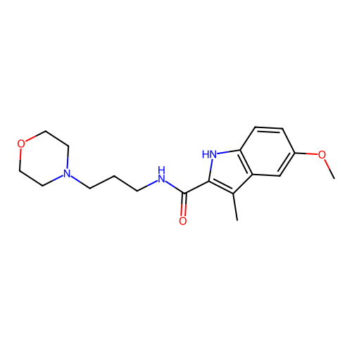 5-methoxy-3-methyl-N-[3-(morpholin-4-yl)propyl]-1H-indole-2-carboxamide structure