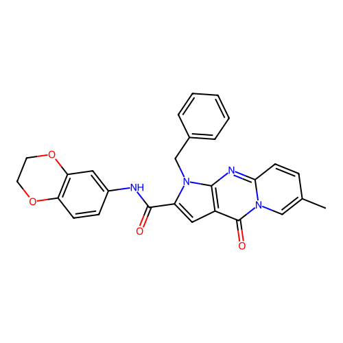 1-benzyl-N-(2,3-dihydrobenzo[b][1,4]dioxin-6-yl)-7-methyl-4-oxo-1,4-dihydropyrido[1,2-a]pyrrolo[2,3-d]pyrimidine-2-carboxamide structure