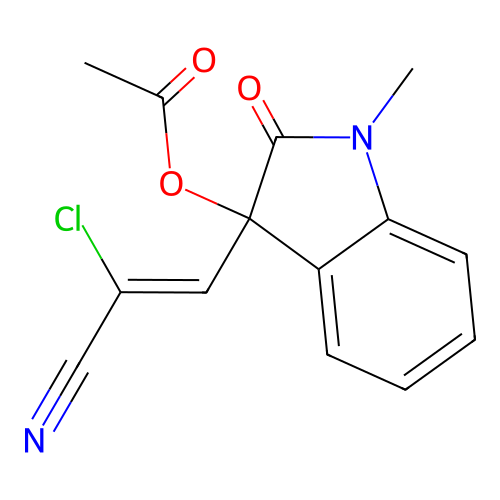 [3-[(Z)-2-chloro-2-cyanoethenyl]-1-methyl-2-oxoindol-3-yl] acetate structure
