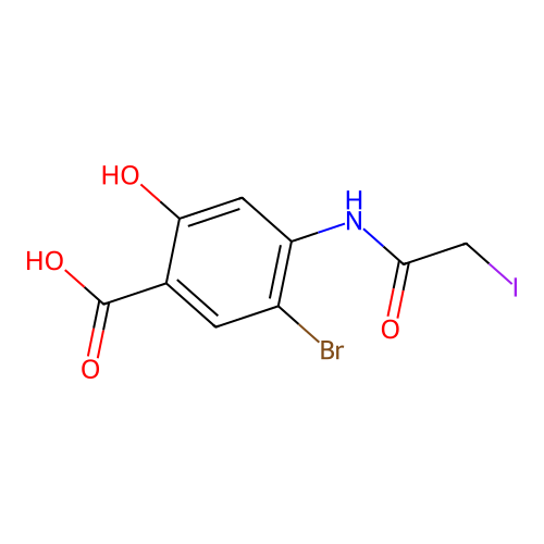 5-Bromo-2-hydroxy-4-(2-iodoacetamido)benzoic acid structure