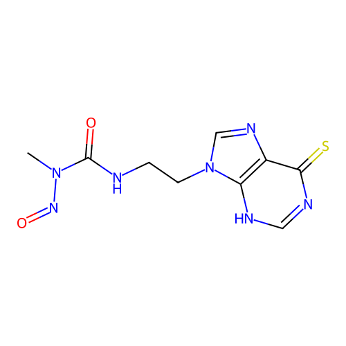 1-methyl-1-nitroso-3-[2-(6-sulfanylidene-3H-purin-9-yl)ethyl]urea structure