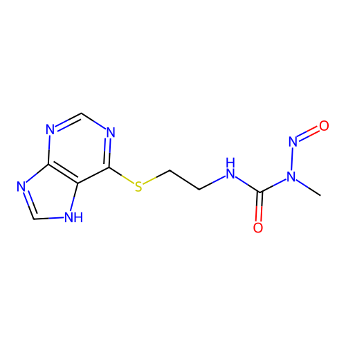 1-methyl-1-nitroso-3-[2-(7H-purin-6-ylsulfanyl)ethyl]urea structure
