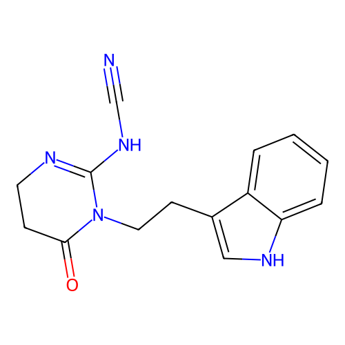 1-(2-(1H-Indol-3-yl)ethyl)-6-oxo-1,4,5,6-tetrahydro-2-pyrimidinylcyanamide structure