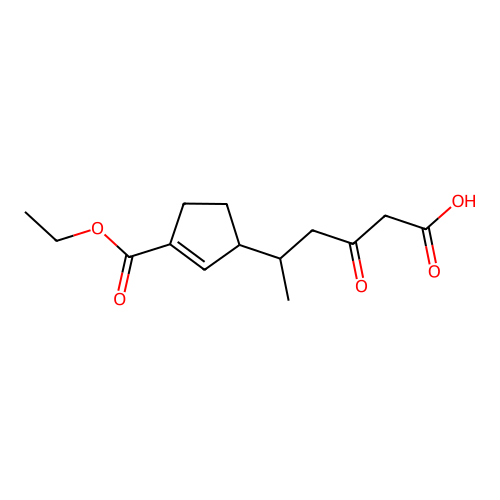 5-(3-(Ethoxycarbonyl)-2-cyclopenten-1-yl)-3-oxohexanoic acid structure