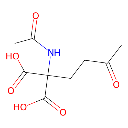 (Acetylamino)(3-oxobutyl)propanedioic acid structure